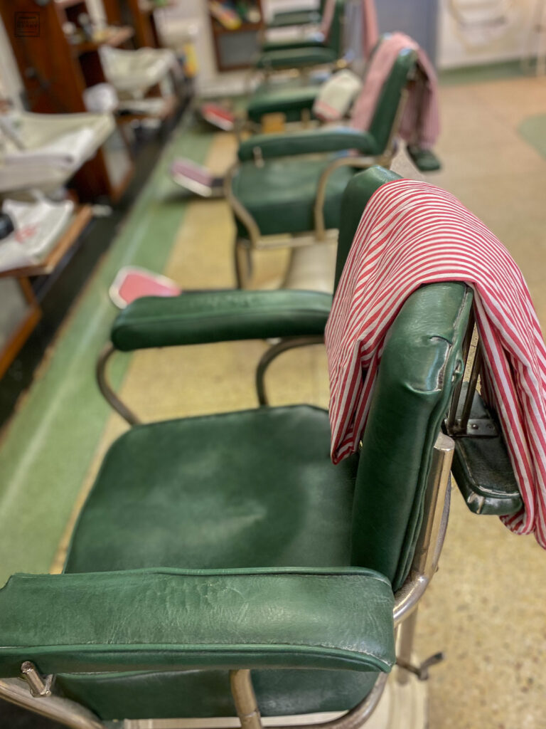 Green Barber Chairs Inside Waldorf Barbers